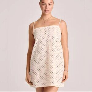 Vitamin A Women's Eyelet Mini Swim Cover Up Dress White Sz. S